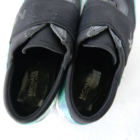 EUC MICHAEL KORS BLACK/MULTI Sneakers Rainbow Iridescent SLIP-ON SZ 6M - Picture 6 of 8